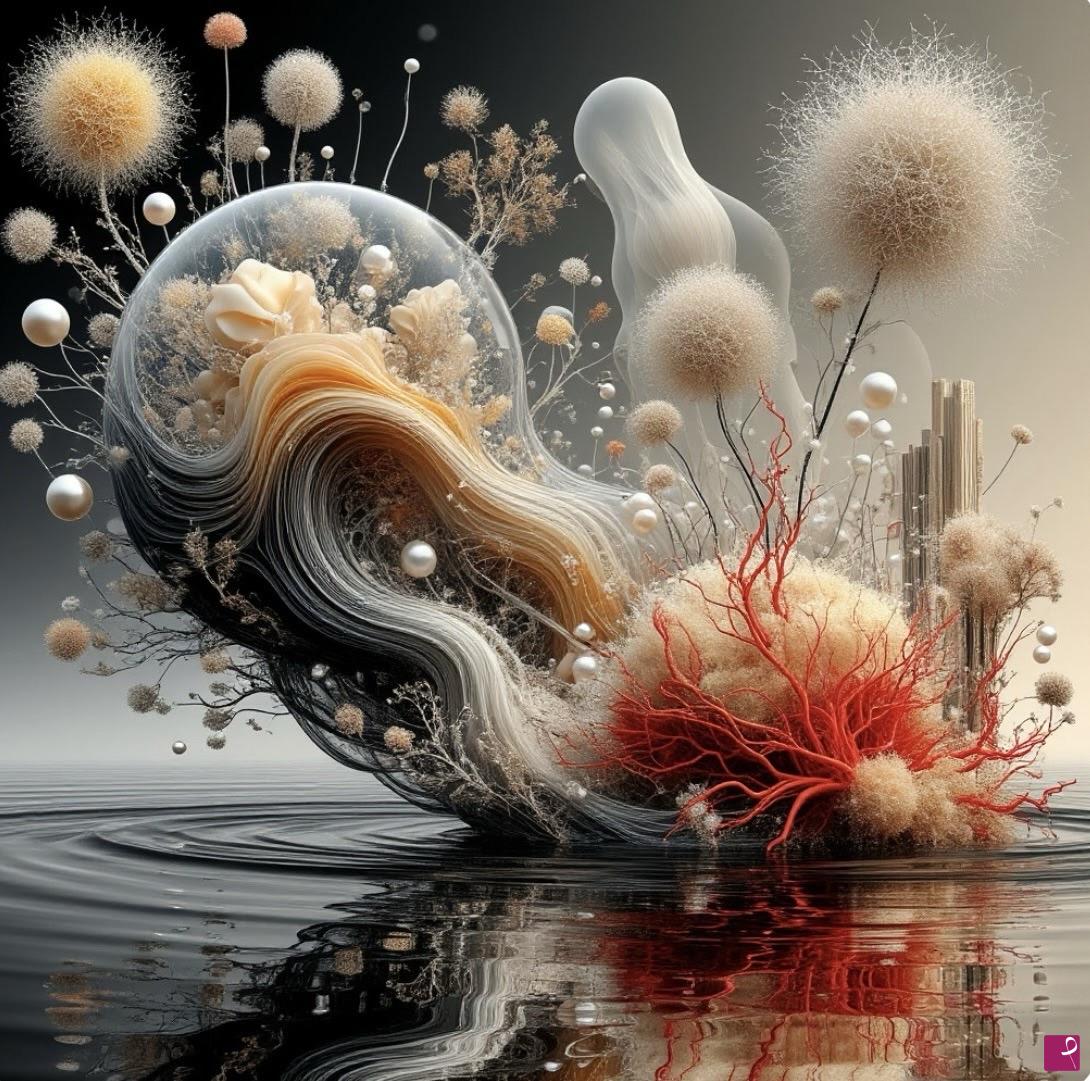 quadri in vendita online - A profusion of flowers by the water