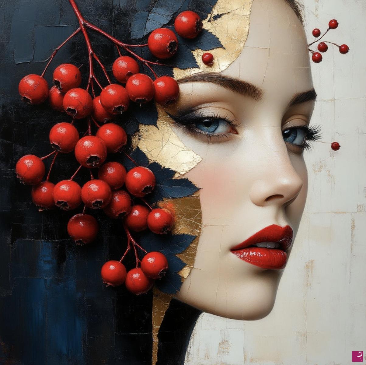 quadri in vendita online - A rowan branch and its face3