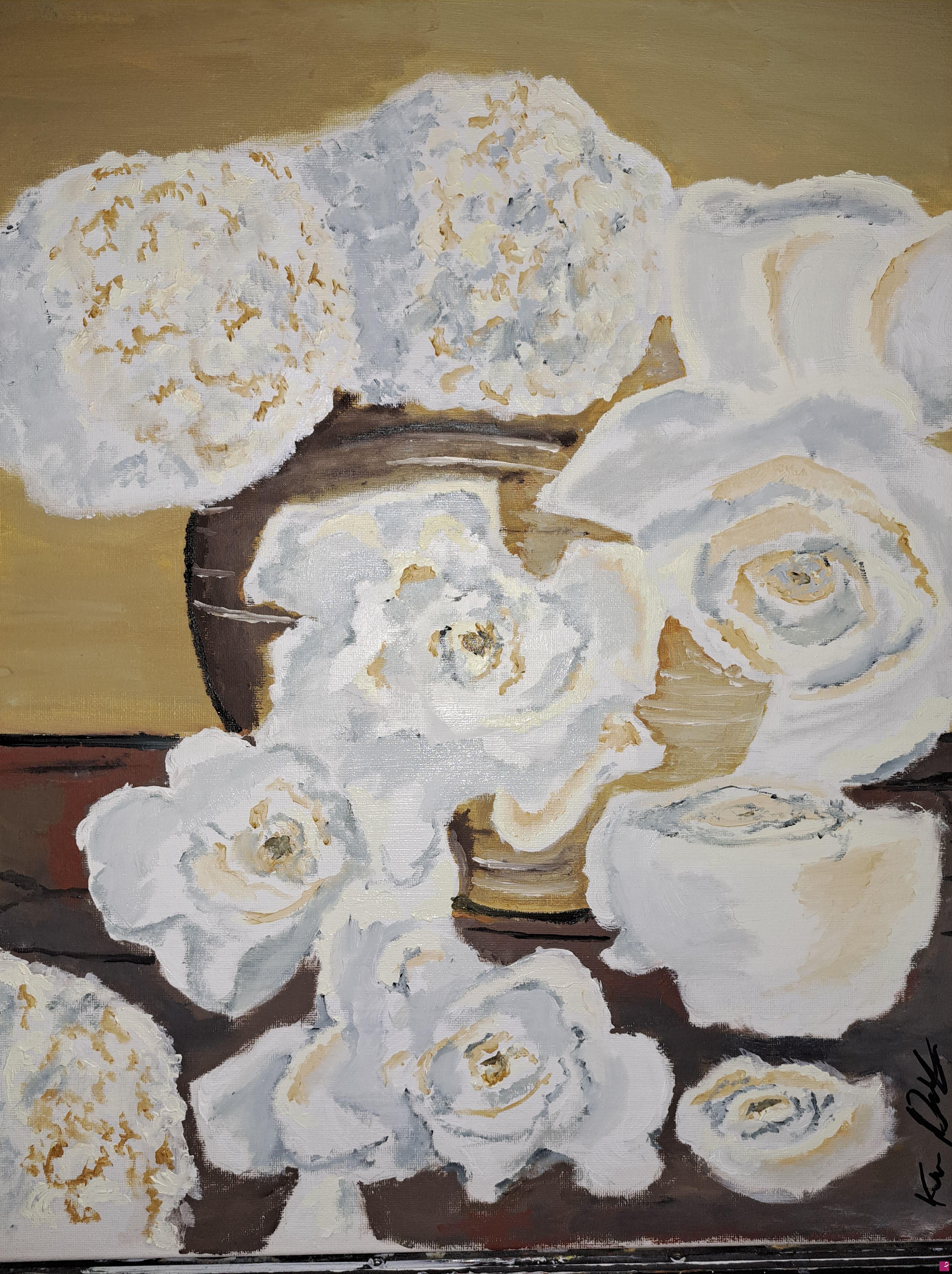quadri in vendita online - "A table of flowers"