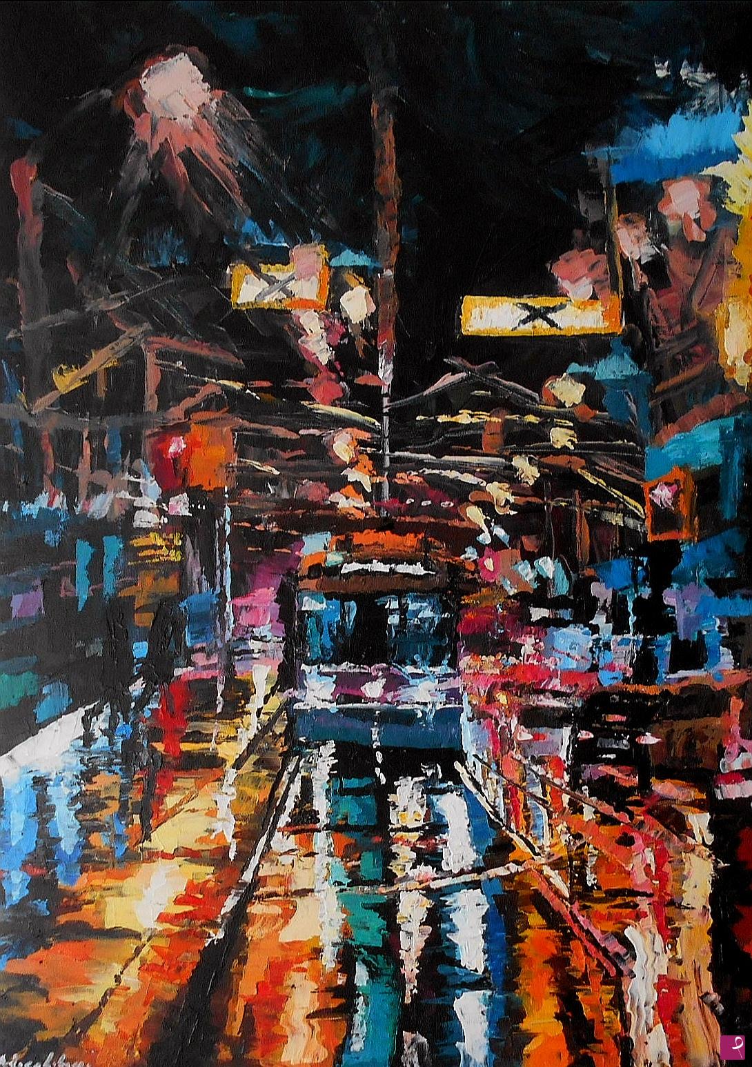 quadri in vendita online - A Tram in the night