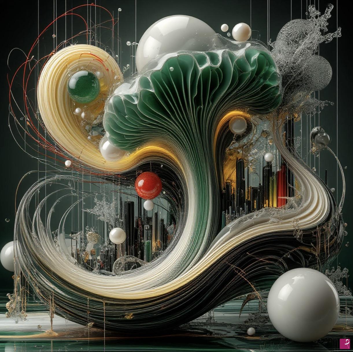 quadri in vendita online - A vegetable umbrella over the city