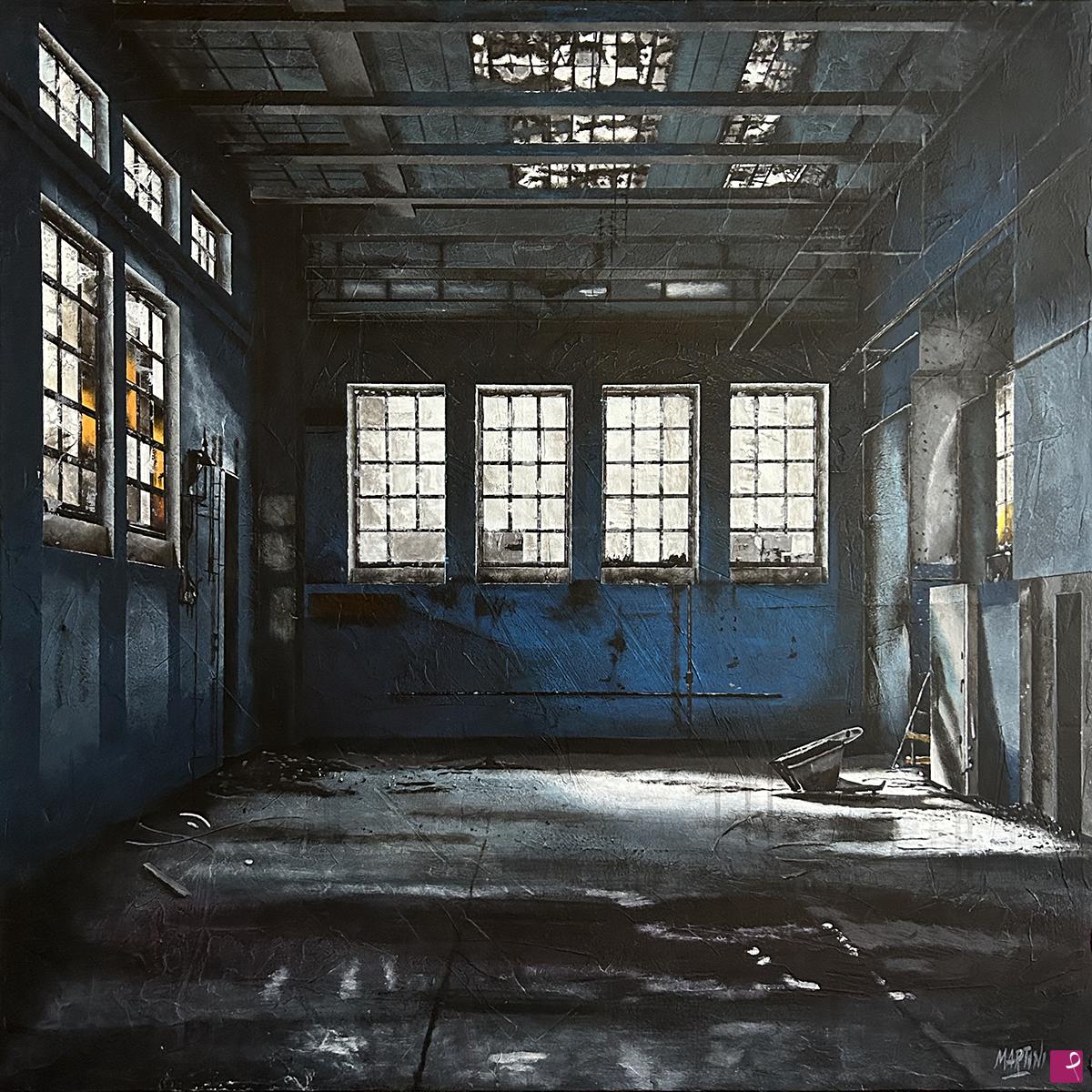 quadri in vendita online - ABANDONED FACTORY WITH BLUE WALL