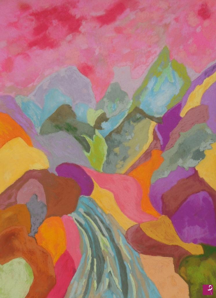 quadri in vendita online - Abstract landscape and pink sky - 522