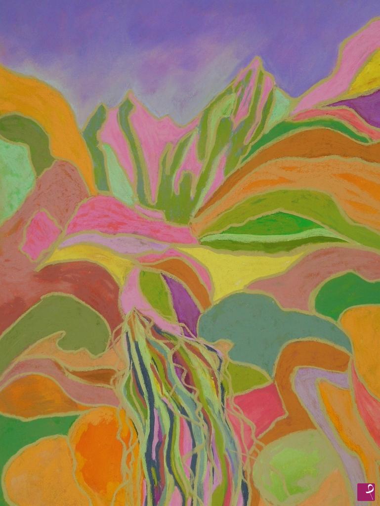 quadri in vendita online - Abstract landscape and violet sky - 523