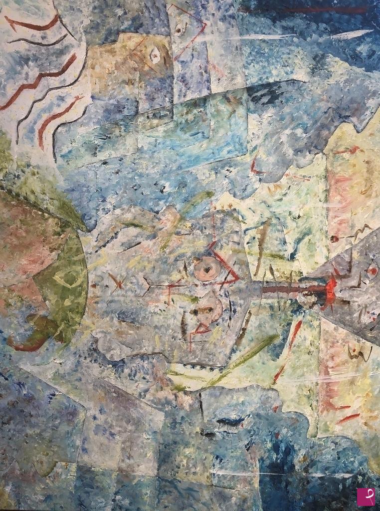 quadri in vendita online - Abstract... or Blue Demon in one corner & Etruscan running away in the other