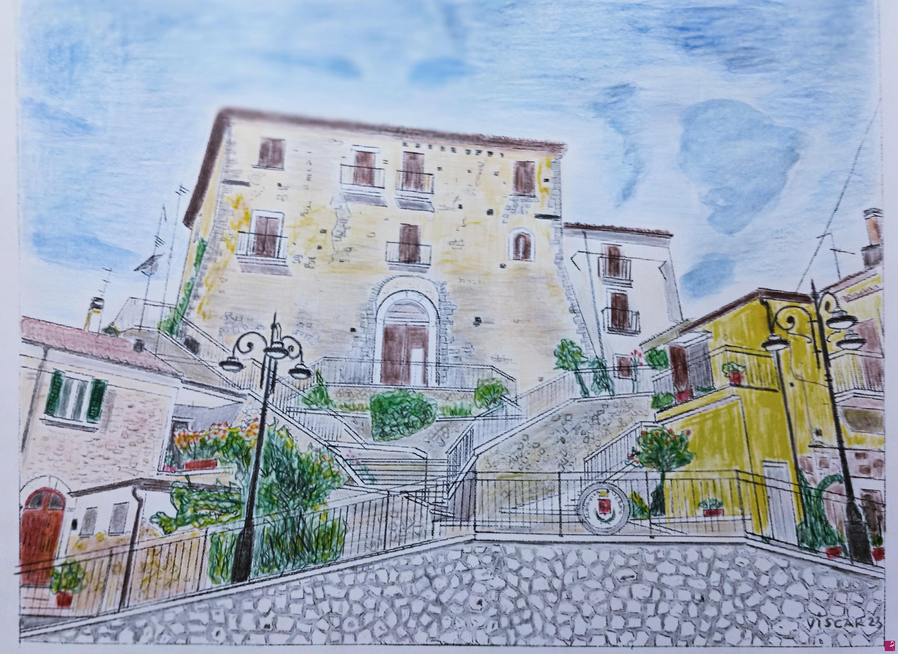 quadri in vendita online - Acquaviva d' Isernia. Castello dei Carmignano