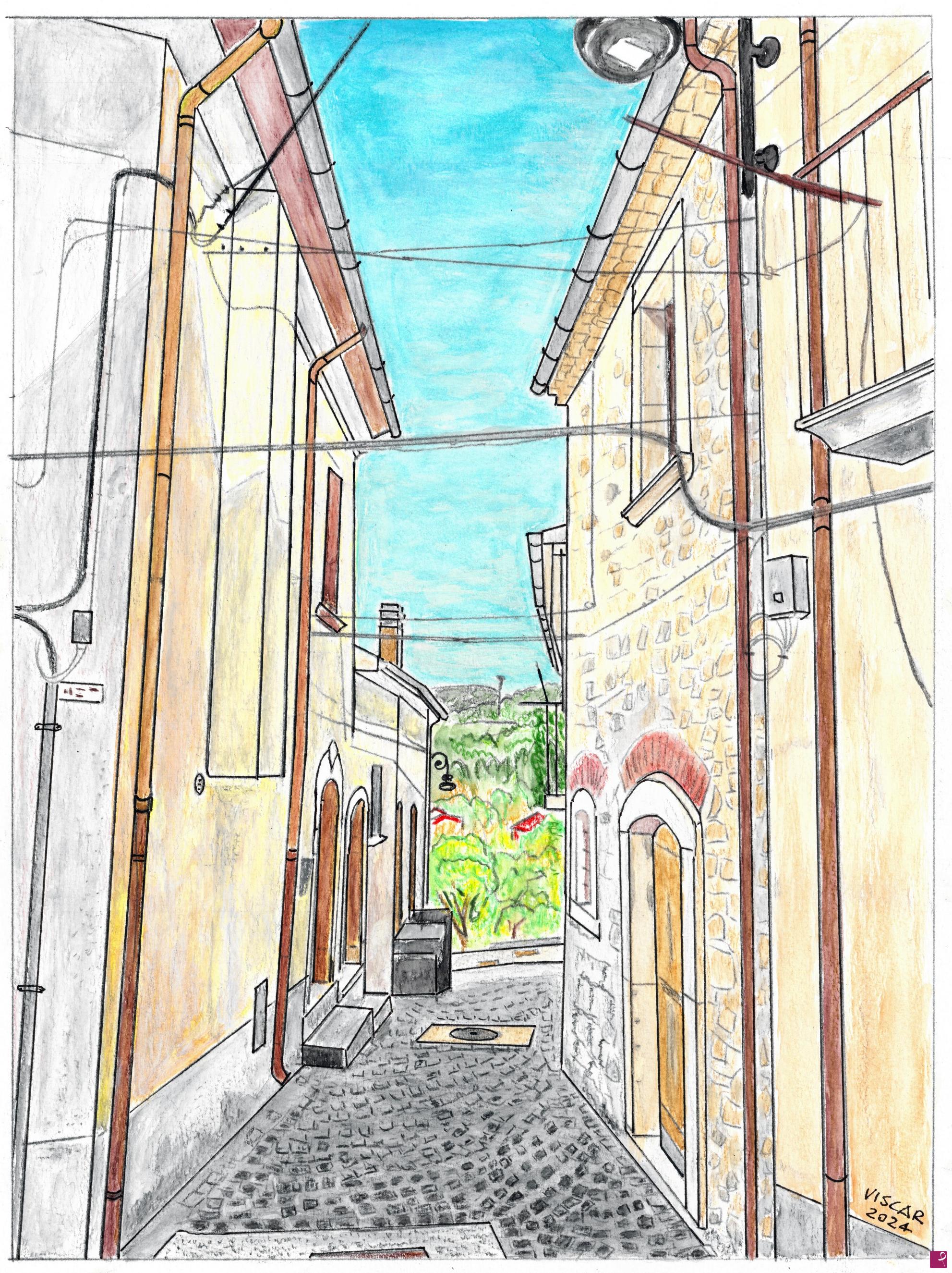 quadri in vendita online - Acquaviva d' Isernia. Salita Calvario