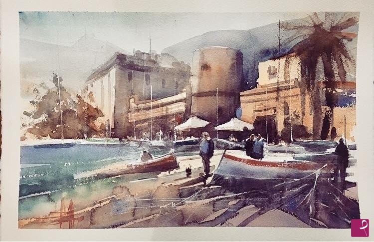 quadri in vendita online - Acquerello a Mondello 