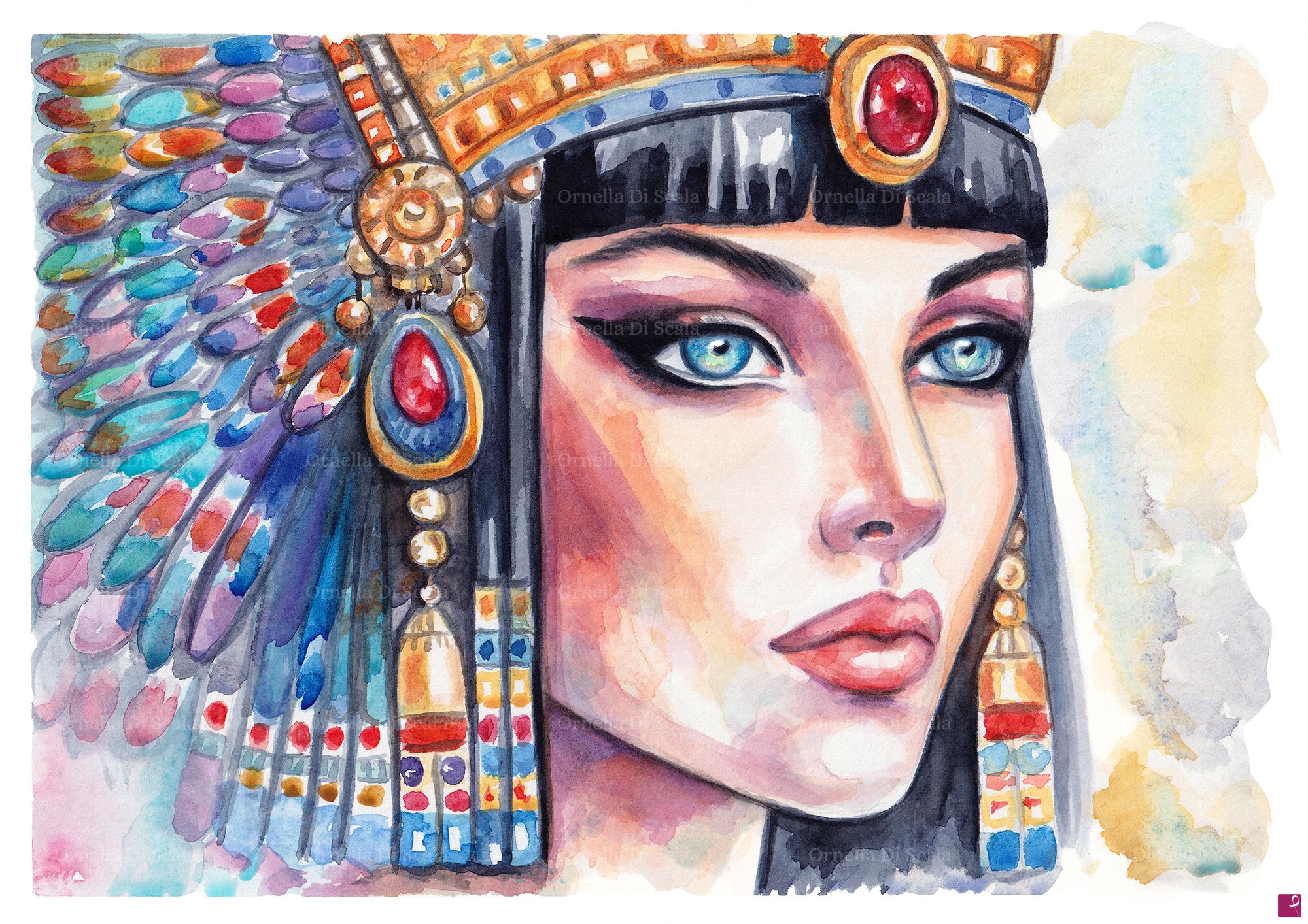 quadri in vendita online - Acquerello Cleopatra 