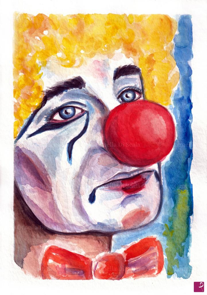 quadri in vendita online - Acquerello Clown triste