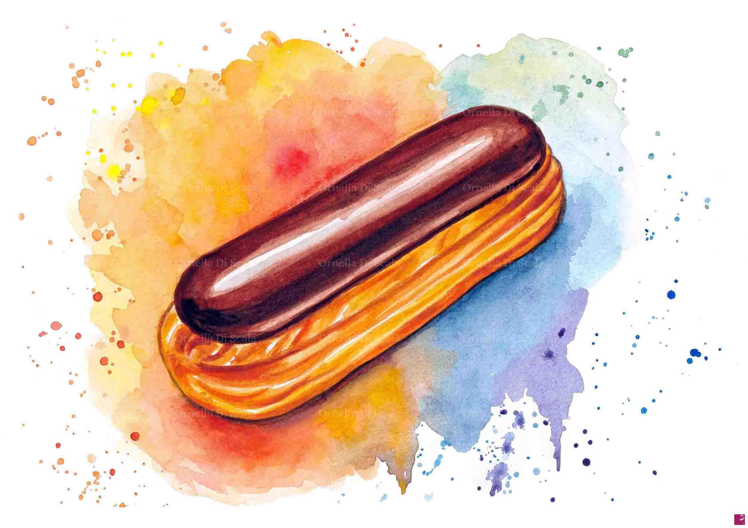 quadri in vendita online - Acquerello dolce francese éclair