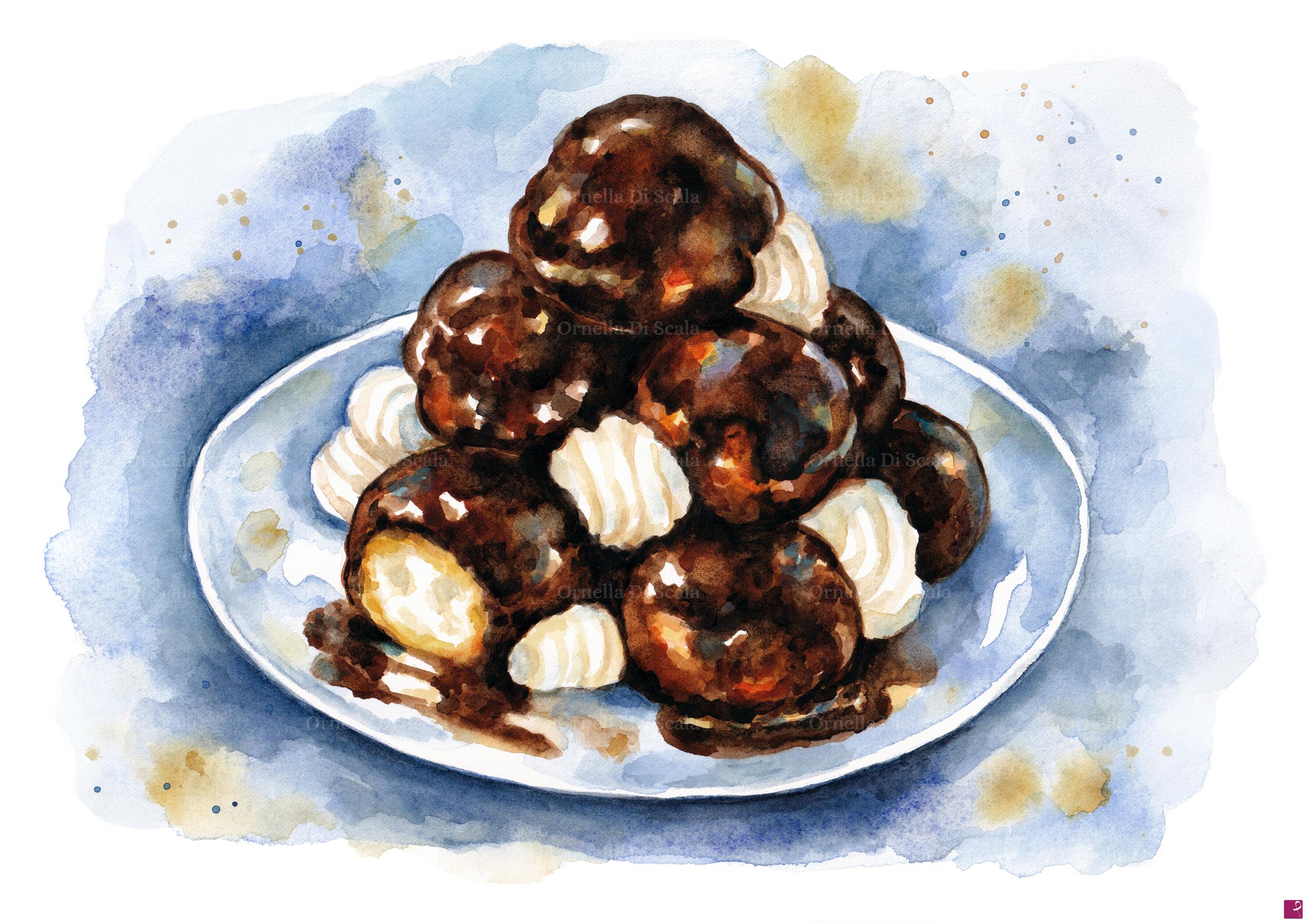 quadri in vendita online - Acquerello dolce Profitterol