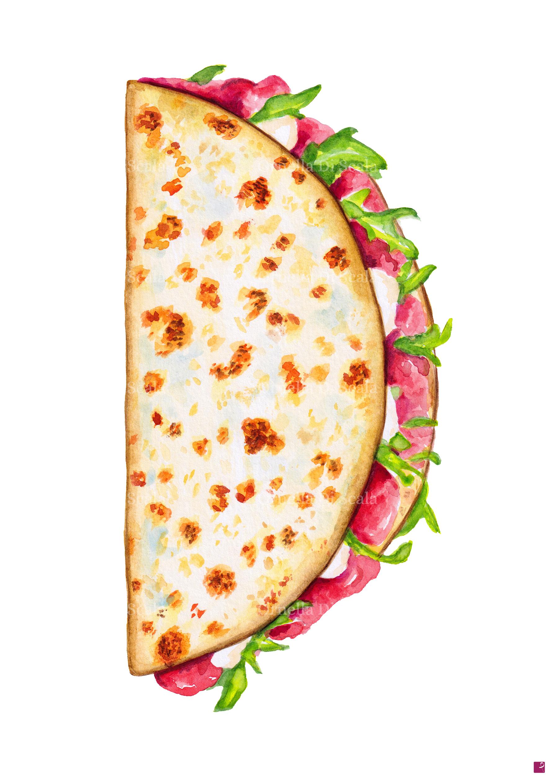 quadri in vendita online - Acquerello piadina romagnola