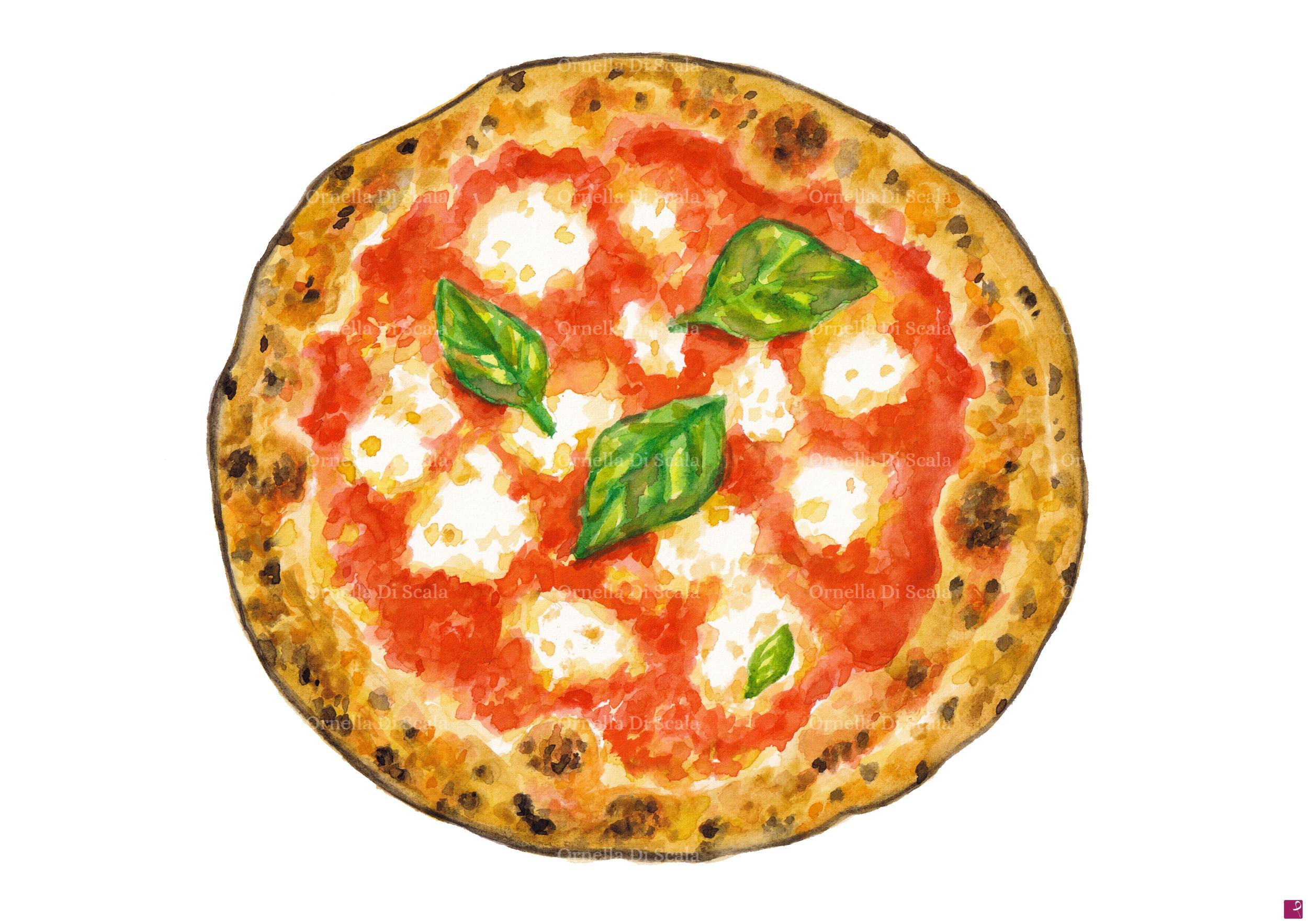 quadri in vendita online - Acquerello pizza Margherita