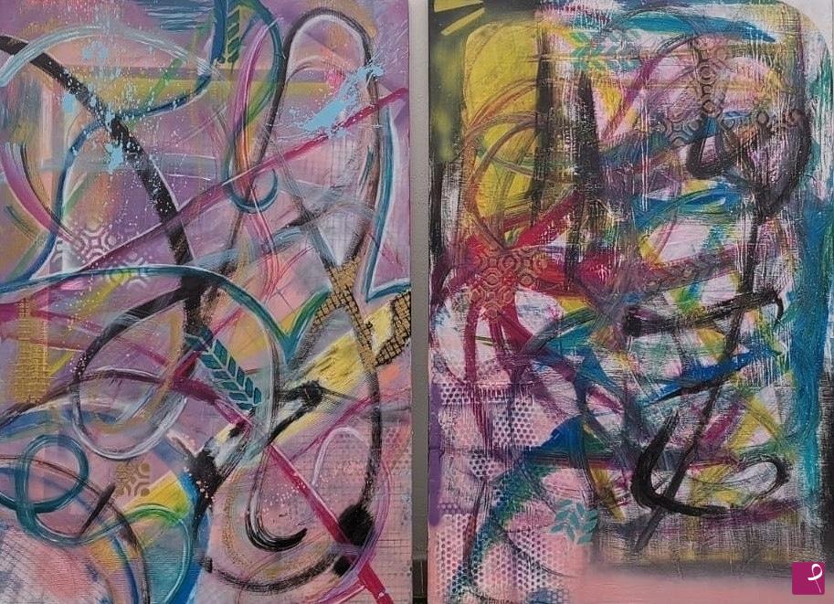 quadri in vendita online - Acrylic abstract scribble