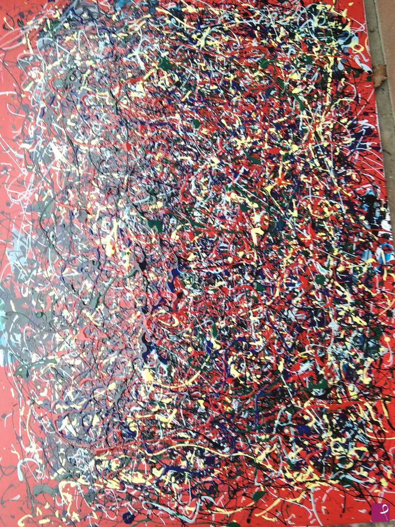 quadri in vendita online - action painting formato grande sfondo rosso