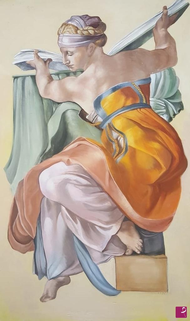 quadri in vendita online - Affresco su muro - Sibilla libica di Michelangelo