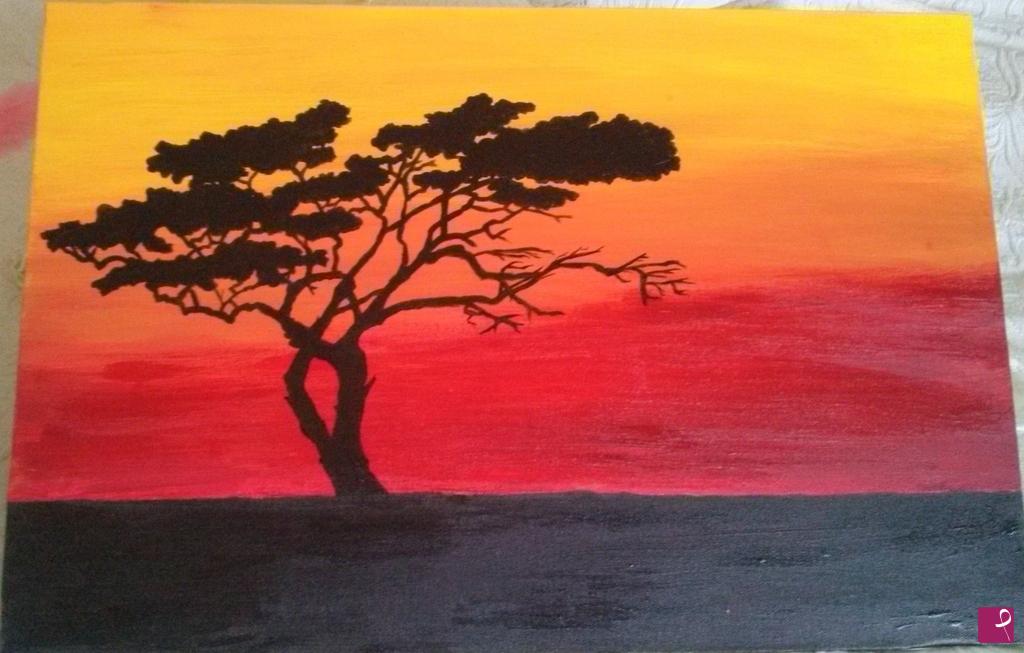 quadri in vendita online - Africa. Paesaggio al tramonto