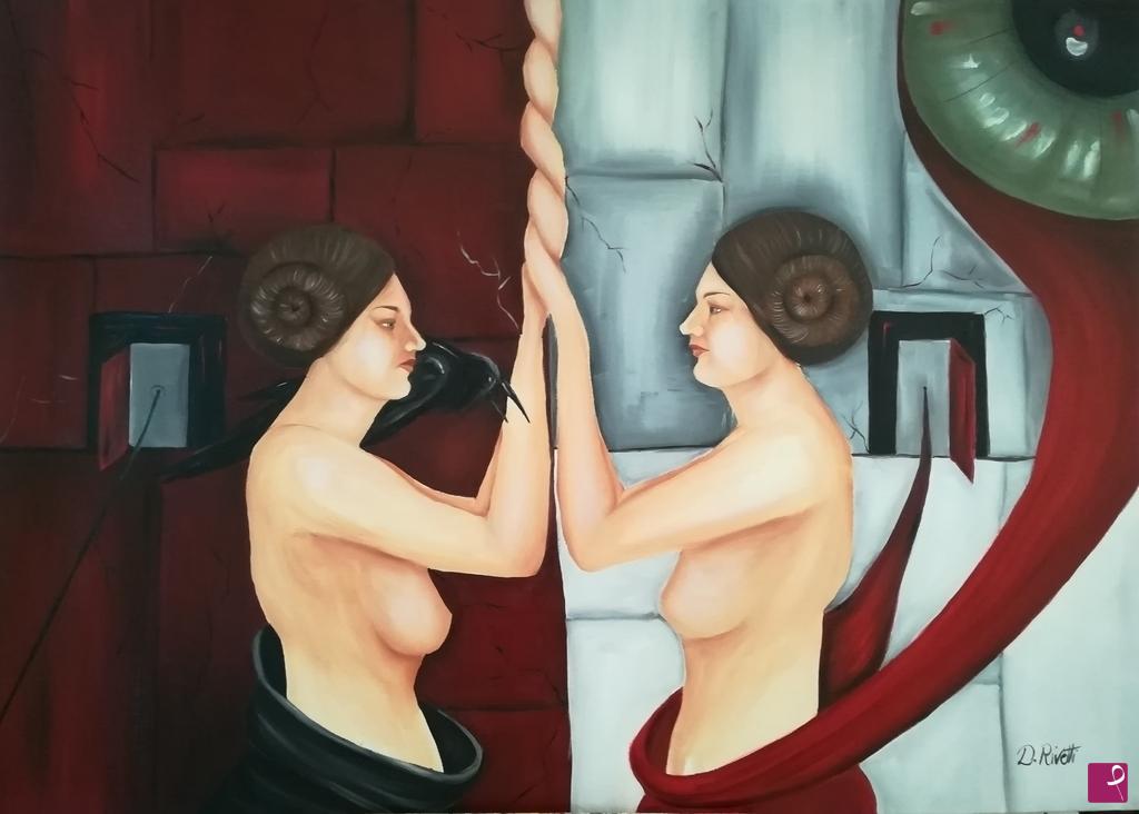 quadri in vendita online - Agata e la porta rossa