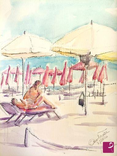 quadri in vendita online - Agosto in spiaggia