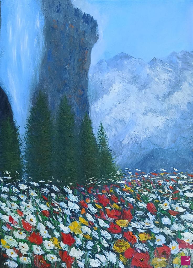 quadri in vendita online - Ai piedi della montagna