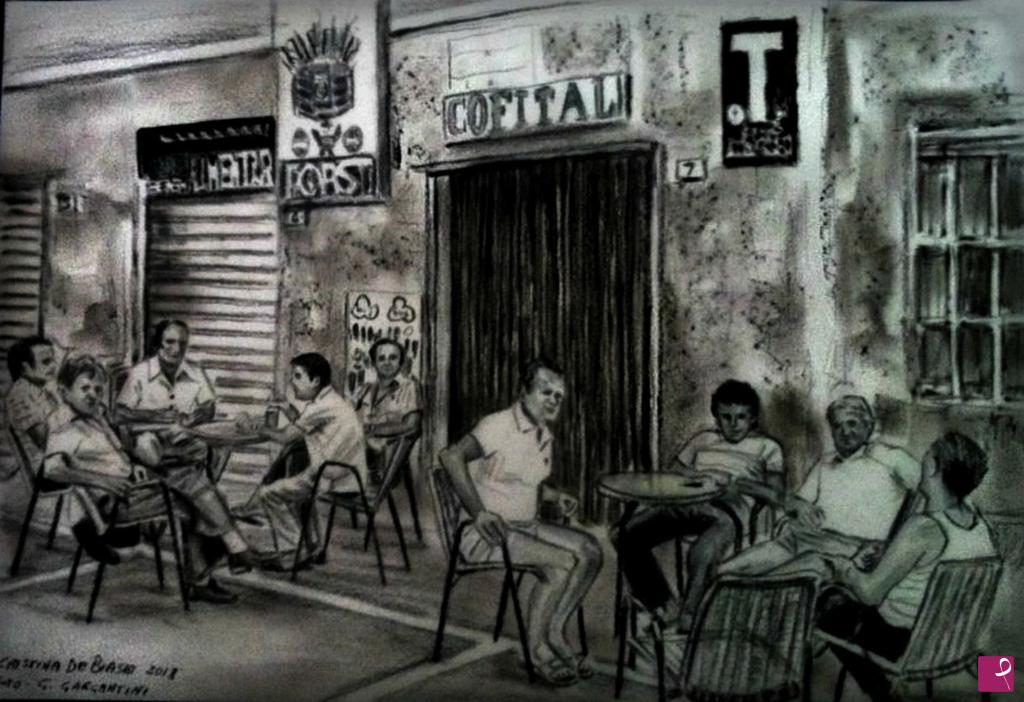 quadri in vendita online - Al bar in Piazza Vittorio Emanuele-Bellinzago lombardo