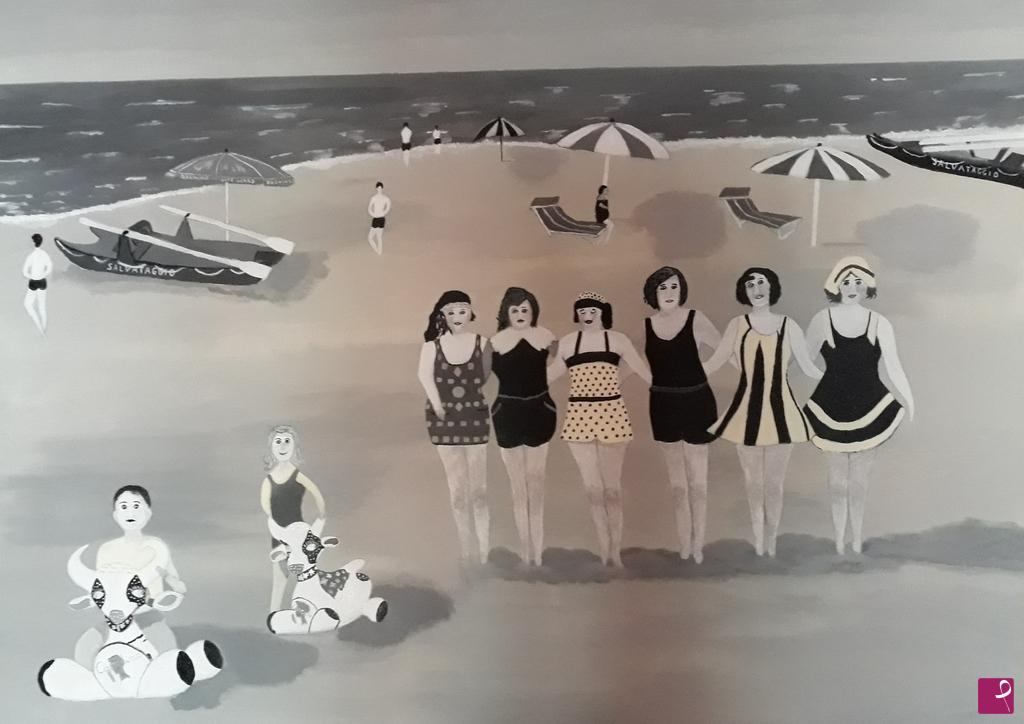 quadri in vendita online - Al mare negli anni 50/60
