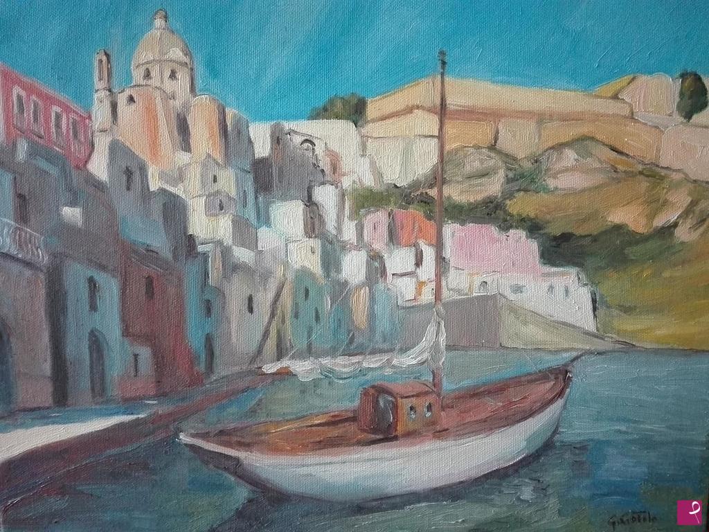 quadri in vendita online - Al porto di Procida