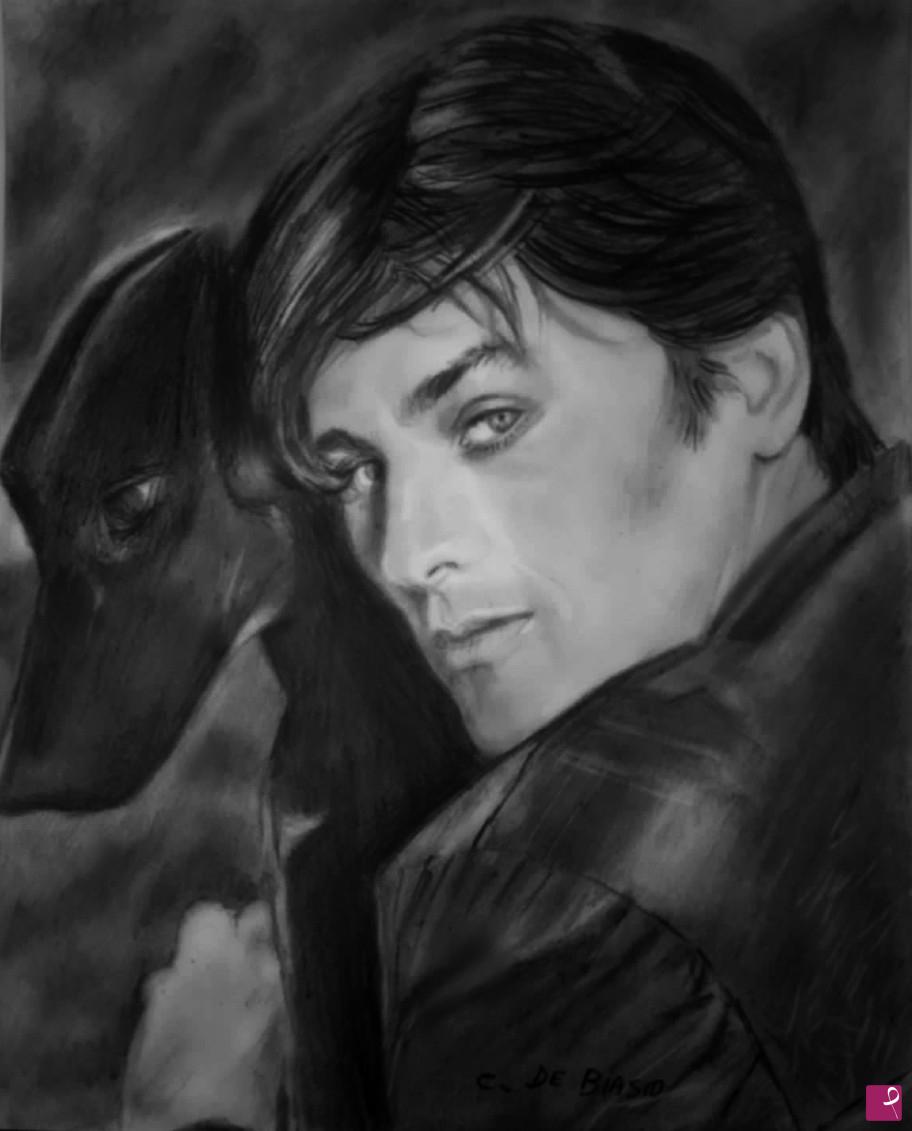 quadri in vendita online - Alain  Delon  ritratto