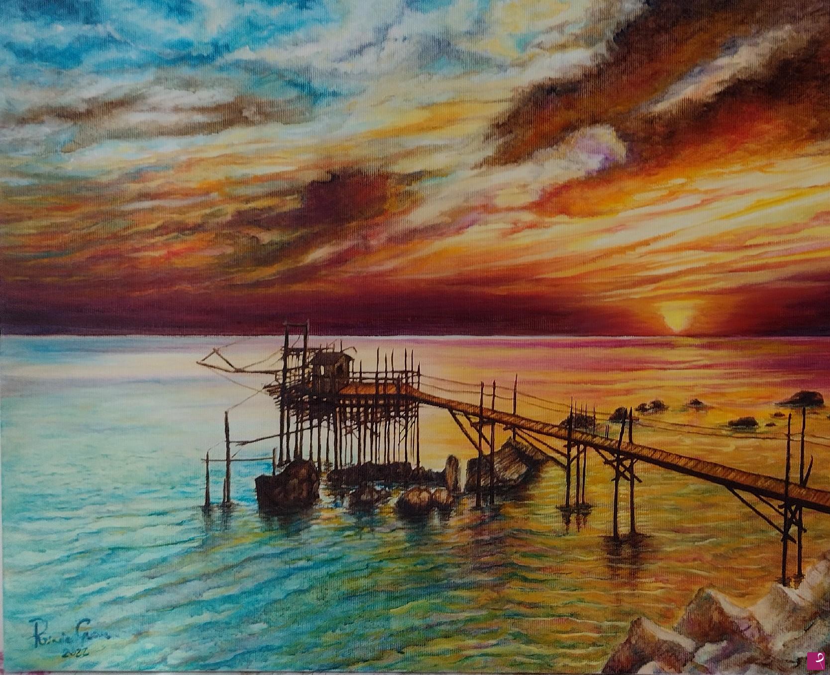 quadri in vendita online - Alba adriatica, al trabocco