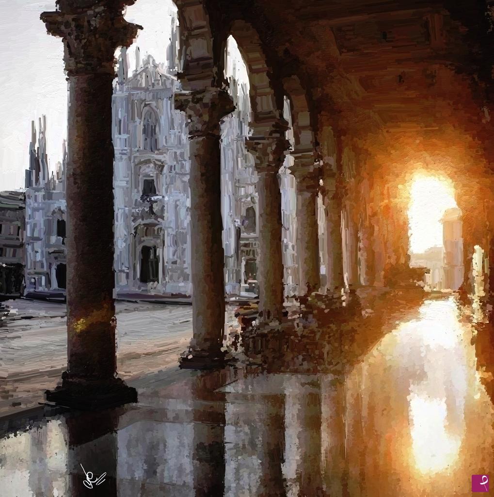 quadri in vendita online - Alba in Piazza Duomo