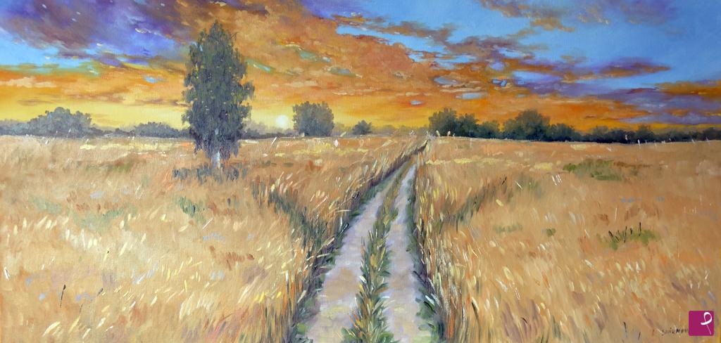 quadri in vendita online - Alba su campo di grano