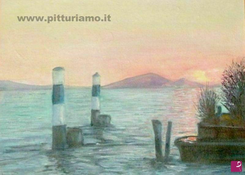 quadri in vendita online - alba sul lago (Montisola)