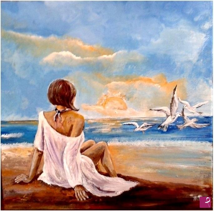 quadri in vendita online - Alba sul mare