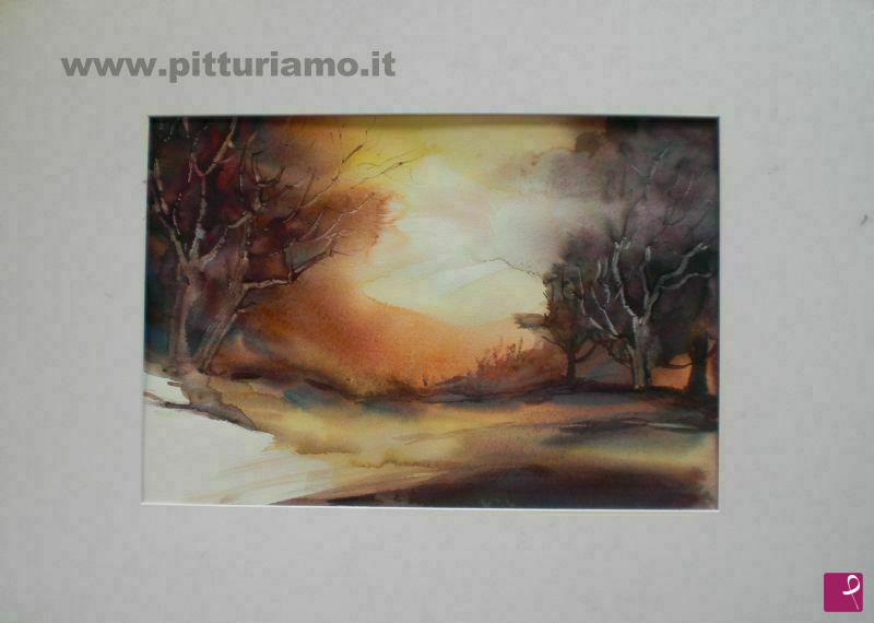 quadri in vendita online - alberi al tramonto