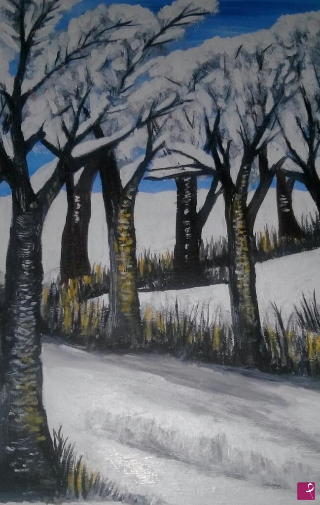quadri in vendita online - ALBERI DOPO LA NEVICATA