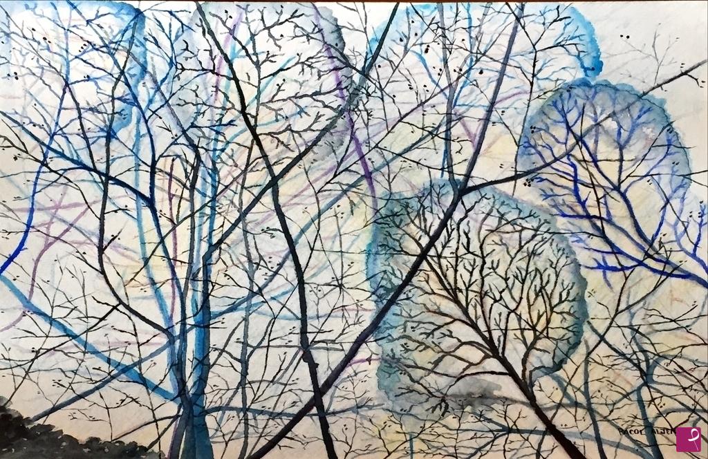 quadri in vendita online - Alberi effetto blu
