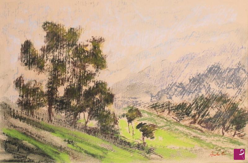 quadri in vendita online - alberi in collina