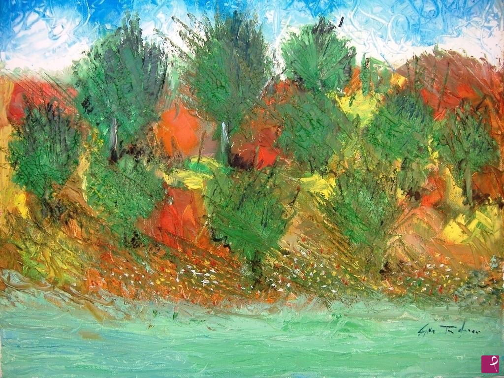 quadri in vendita online - "Alberi in riva al fiume"