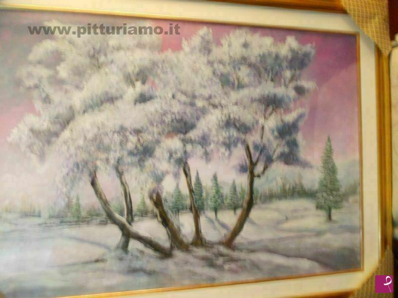 quadri in vendita online - alberi innevati