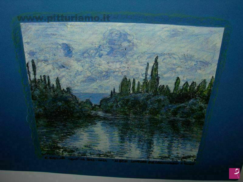 quadri in vendita online - Alberi innevati sul lago (prima versione)
