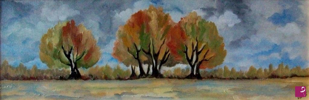 quadri in vendita online - ALBERI LUNGO IL FIUME