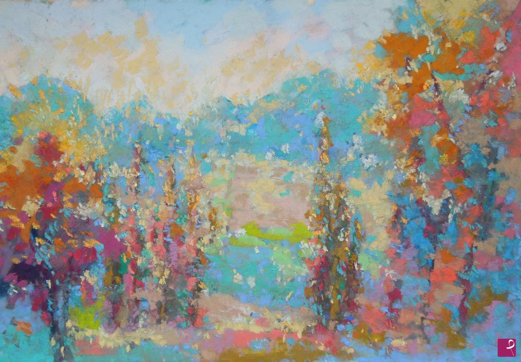 quadri in vendita online - Alberi rosa in Toscana - 225