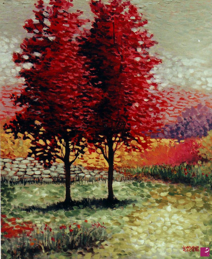 quadri in vendita online - Alberi rossi