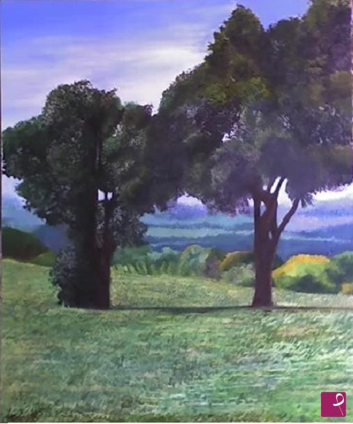 quadri in vendita online - alberi sul prato