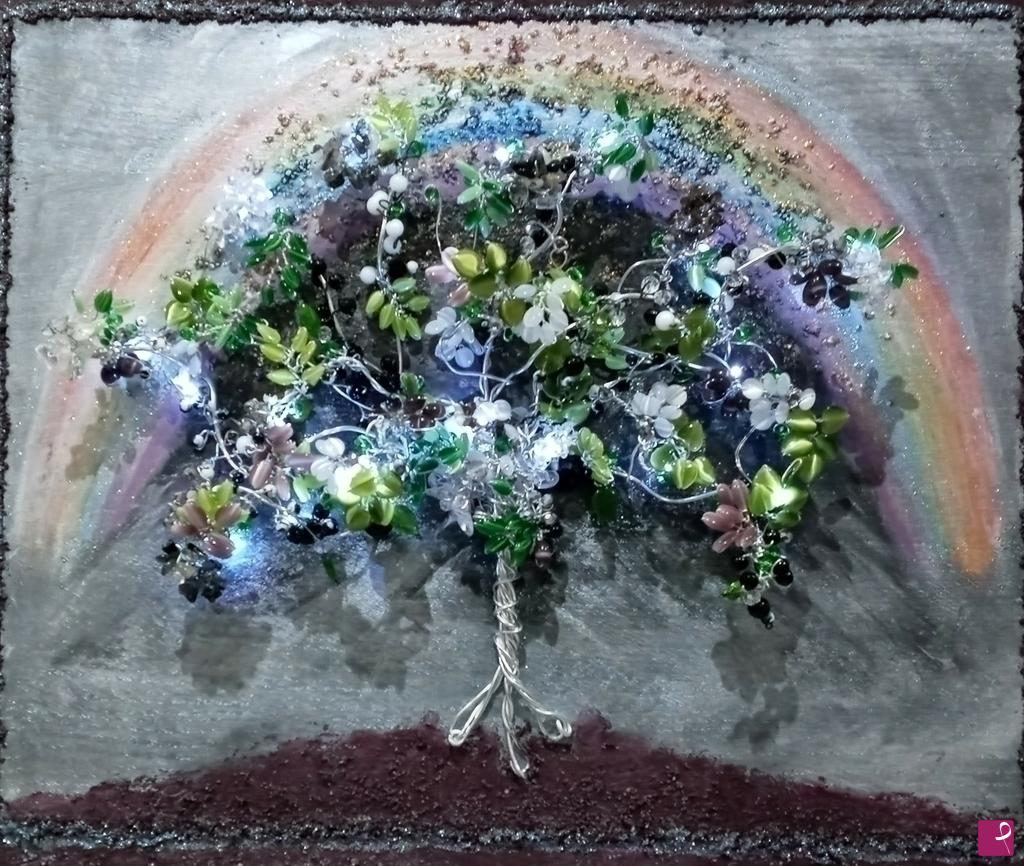 quadri in vendita online - Albero "Dell Arcobaleno" collegamento Terra con il Cielo