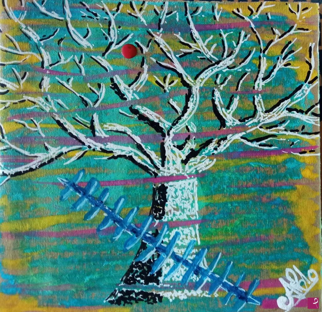 quadri in vendita online - Albero e cicatrice blu