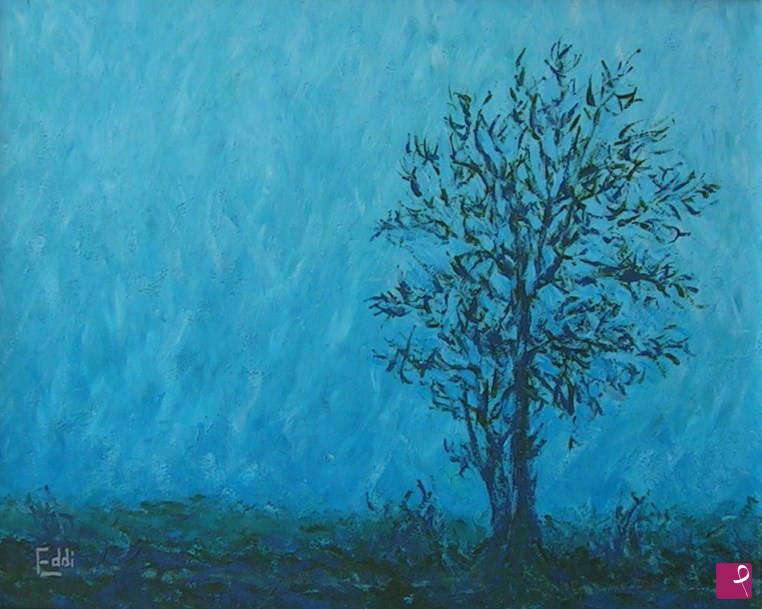 quadri in vendita online - Albero, effetto foschia primo mattino
