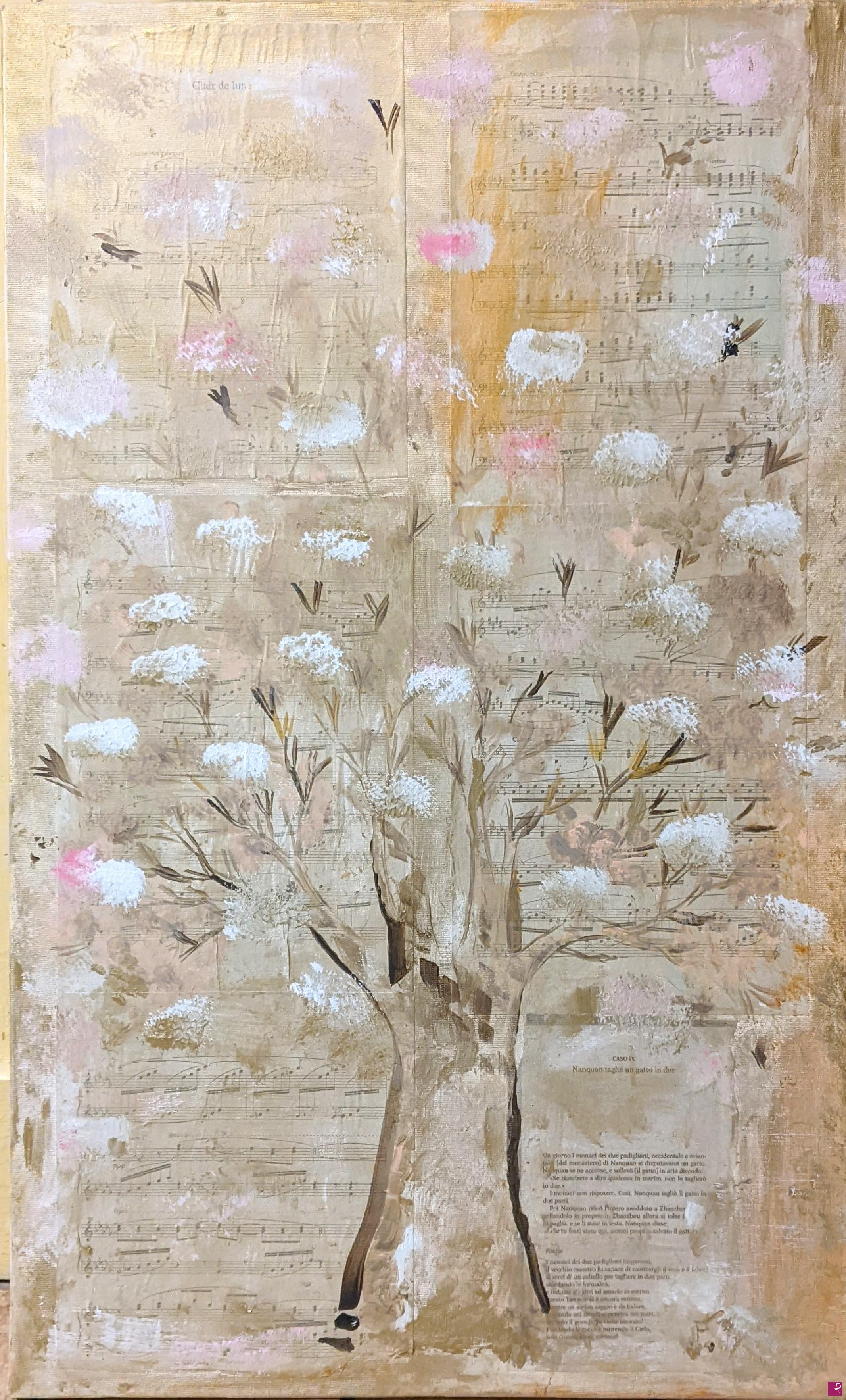 quadri in vendita online - Albero lungo con fiori e Debussy
