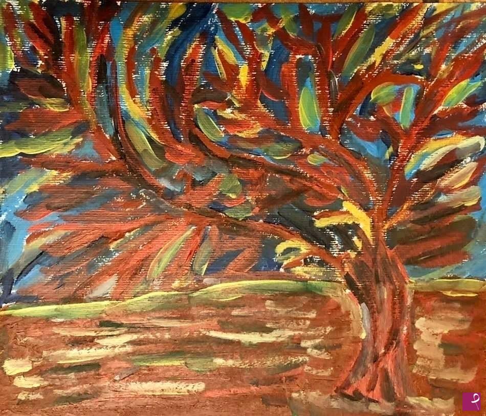 quadri in vendita online - Albero rosso